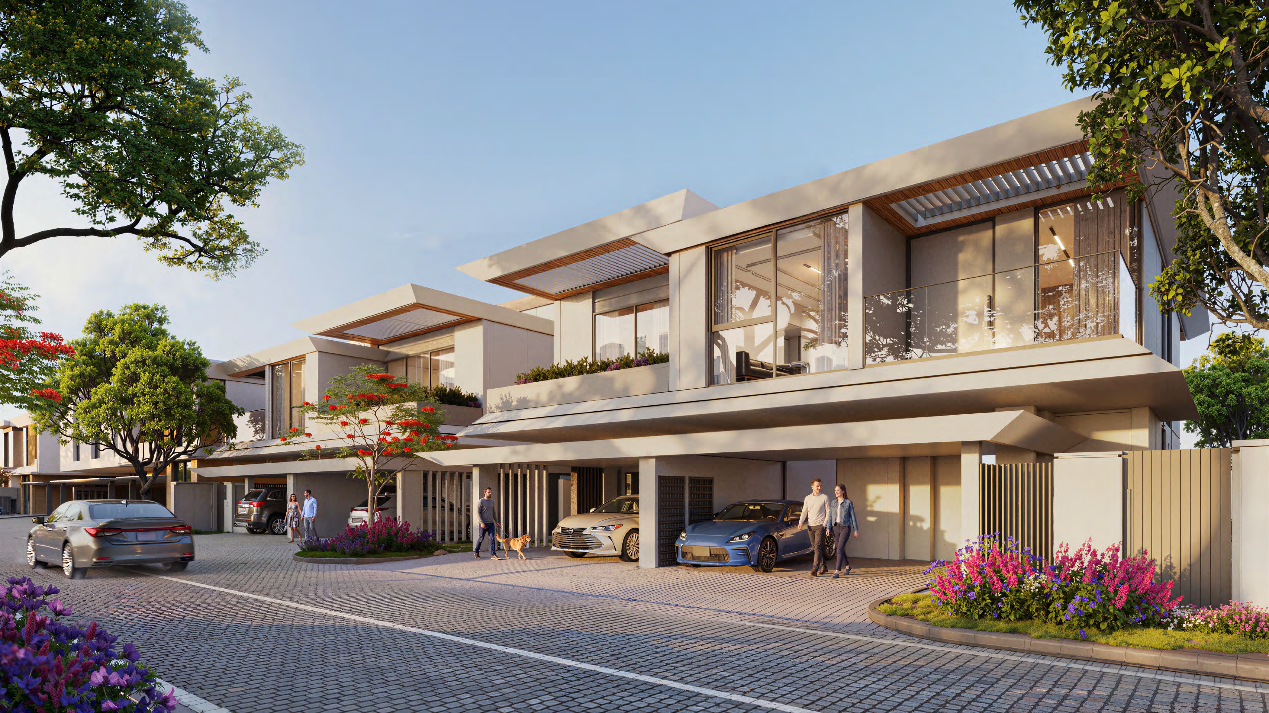 Azizi Florence — Townhouses along a landscaped street