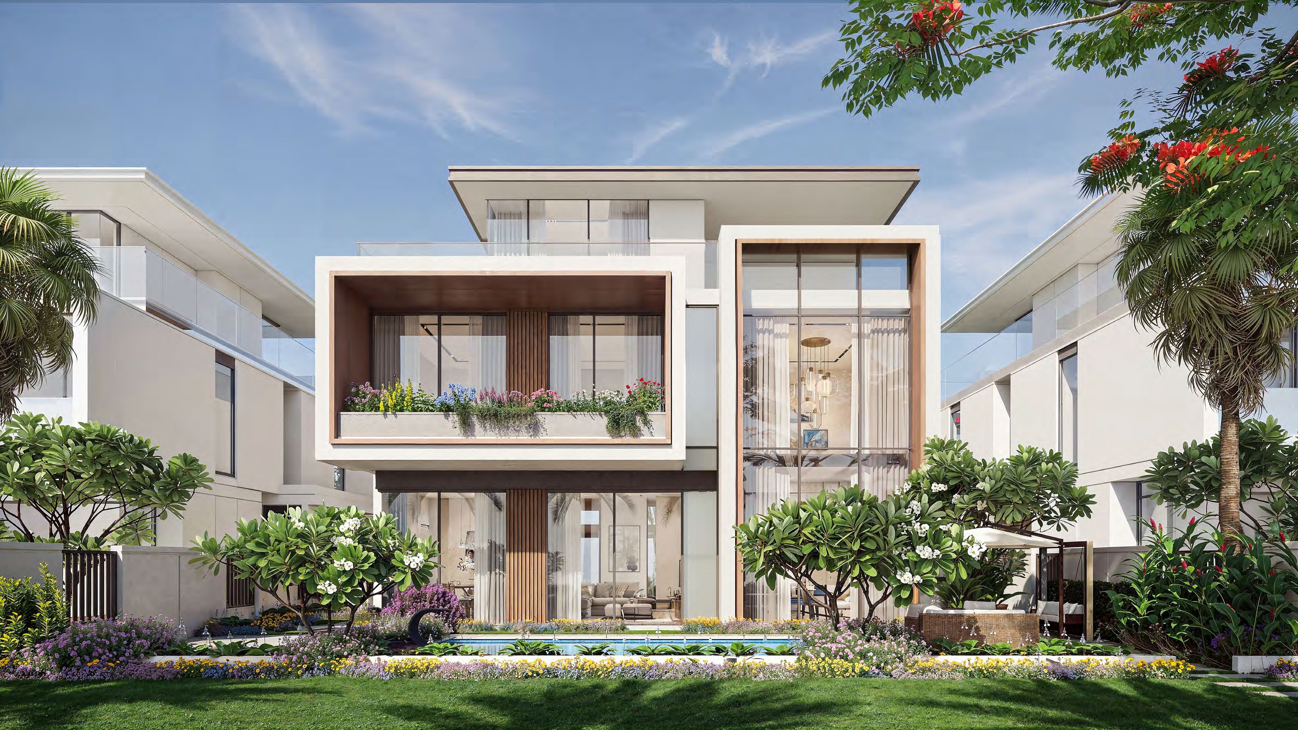 Azizi Florence — Villa garden with flowering landscaping